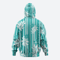 Hawaii Kakau Tribal Hoodie With Teal Tiare