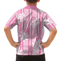 Hawaii Kakau Tribal Family Matching Mermaid Dress and Hawaiian Shirt With Pink Tiare LT05 - Polynesian Pride