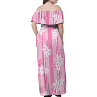 Hawaii Kakau Tribal Family Matching Off Shoulder Maxi Dress and Hawaiian Shirt With Pink Tiare LT05 - Polynesian Pride