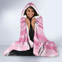 Hawaii Kakau Tribal Hooded Blanket With Pink Tiare