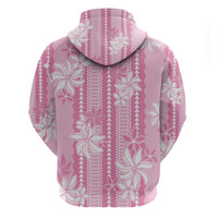 Hawaii Kakau Tribal Hoodie With Pink Tiare