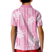 Hawaii Kakau Tribal Kid Polo Shirt With Pink Tiare