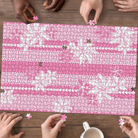 Hawaii Kakau Tribal Puzzle With Pink Tiare