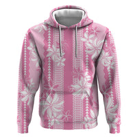 Hawaii Kakau Tribal Zip Hoodie With Pink Tiare