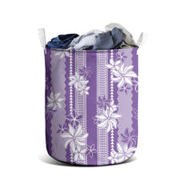 Hawaii Kakau Tribal Laundry Basket With Purple Tiare
