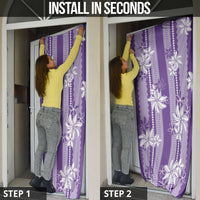 Hawaii Kakau Tribal Door Cover With Purple Tiare