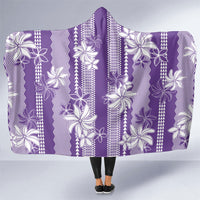 Hawaii Kakau Tribal Hooded Blanket With Purple Tiare