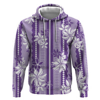 Hawaii Kakau Tribal Hoodie With Purple Tiare