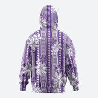Hawaii Kakau Tribal Hoodie With Purple Tiare