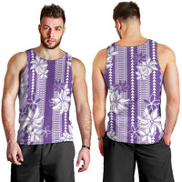 Hawaii Kakau Tribal Men Tank Top With Purple Tiare