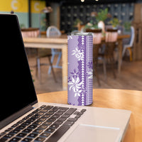 Hawaii Kakau Tribal Skinny Tumbler With Purple Tiare LT05 - Polynesian Pride