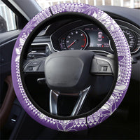 Hawaii Kakau Tribal Steering Wheel Cover With Purple Tiare