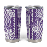 Hawaii Kakau Tribal Tumbler Cup With Purple Tiare