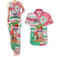 Hawaii Christmas Couples Matching Tank Maxi Dress and Hawaiian Shirt Santa Claus Surf Mele Kalikimaka LT05 Red - Polynesian Pride