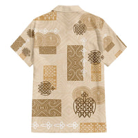 Vintage Lapita Family Matching Off The Shoulder Long Sleeve Dress and Hawaiian Shirt Iconic Double Face Pattern Beige LT05 - Polynesian Pride