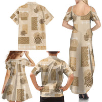 Vintage Lapita Family Matching Summer Maxi Dress and Hawaiian Shirt Iconic Double Face Pattern Beige LT05 - Polynesian Pride