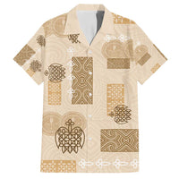 Vintage Lapita Family Matching Summer Maxi Dress and Hawaiian Shirt Iconic Double Face Pattern Beige LT05 Dad's Shirt - Short Sleeve Beige - Polynesian Pride