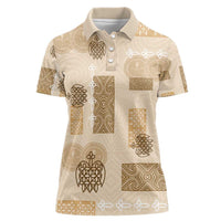 Vintage Lapita Women Polo Shirt Iconic Double Face Pattern Beige