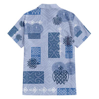 Vintage Lapita Family Matching Summer Maxi Dress and Hawaiian Shirt Iconic Double Face Pattern Blue