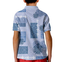 Vintage Lapita Kid Polo Shirt Iconic Double Face Pattern Blue