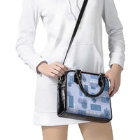 Vintage Lapita Shoulder Handbag Iconic Double Face Pattern Blue