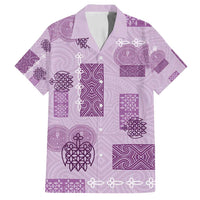 Vintage Lapita Family Matching Off Shoulder Maxi Dress and Hawaiian Shirt Iconic Double Face Pattern Violet LT05 Dad's Shirt - Short Sleeve Violet - Polynesian Pride
