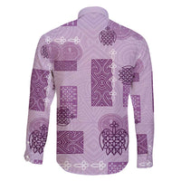 Vintage Lapita Family Matching Off Shoulder Short Dress and Hawaiian Shirt Iconic Double Face Pattern Violet LT05 - Polynesian Pride