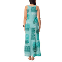 Vintage Lapita Tank Maxi Dress Iconic Double Face Pattern Turquoise LT05