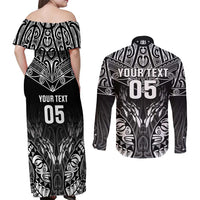 Custom New Zealand Fishing Couples Matching Off Shoulder Maxi Dress and Long Sleeve Button Shirt Aotearoa Maori Koru LT05 - Polynesian Pride