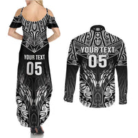 Custom New Zealand Fishing Couples Matching Summer Maxi Dress and Long Sleeve Button Shirt Aotearoa Maori Koru LT05 - Polynesian Pride