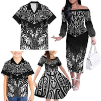 Custom New Zealand Fishing Family Matching Off The Shoulder Long Sleeve Dress and Hawaiian Shirt Aotearoa Maori Koru LT05 - Polynesian Pride
