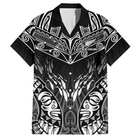 Custom New Zealand Fishing Family Matching Off Shoulder Maxi Dress and Hawaiian Shirt Aotearoa Maori Koru LT05 Dad's Shirt - Short Sleeve Black - Polynesian Pride
