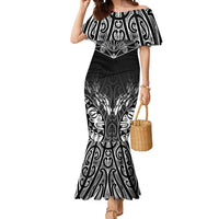 Custom New Zealand Fishing Mermaid Dress Aotearoa Maori Koru LT05 Women Black - Polynesian Pride
