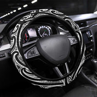 New Zealand Fishing Steering Wheel Cover Aotearoa Maori Koru LT05 Universal Fit Black - Polynesian Pride