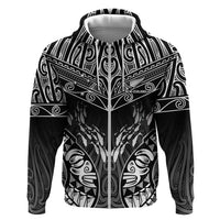 Custom New Zealand Fishing Zip Hoodie Aotearoa Maori Koru LT05 Zip Hoodie Black - Polynesian Pride