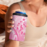 Personalised Memorial Pink Breast Cancer Awareness 4 in 1 Can Cooler Tumbler Plumeria Floral Tribal Pattern LT05 - Polynesian Pride