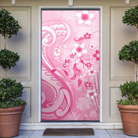 Personalised Memorial Pink Breast Cancer Awareness Door Cover Plumeria Floral Tribal Pattern LT05 Pink - Polynesian Pride