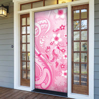 Personalised Memorial Pink Breast Cancer Awareness Door Cover Plumeria Floral Tribal Pattern LT05 - Polynesian Pride