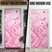 Personalised Memorial Pink Breast Cancer Awareness Door Cover Plumeria Floral Tribal Pattern LT05 - Polynesian Pride