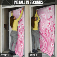 Personalised Memorial Pink Breast Cancer Awareness Door Cover Plumeria Floral Tribal Pattern LT05 - Polynesian Pride