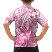 Personalised Memorial Pink Breast Cancer Awareness Family Matching Tank Maxi Dress and Hawaiian Shirt Plumeria Floral Tribal Pattern LT05 - Polynesian Pride