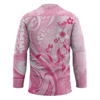 Personalised Memorial Pink Breast Cancer Awareness Hockey Jersey Plumeria Floral Tribal Pattern LT05 - Polynesian Pride