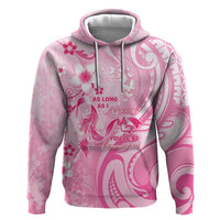 Personalised Memorial Pink Breast Cancer Awareness Hoodie Plumeria Floral Tribal Pattern LT05 Pullover Hoodie Pink - Polynesian Pride