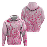 Personalised Memorial Pink Breast Cancer Awareness Hoodie Plumeria Floral Tribal Pattern LT05 - Polynesian Pride