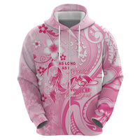Personalised Memorial Pink Breast Cancer Awareness Hoodie Plumeria Floral Tribal Pattern LT05 - Polynesian Pride