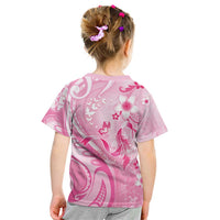 Personalised Memorial Pink Breast Cancer Awareness Kid T Shirt Plumeria Floral Tribal Pattern LT05 - Polynesian Pride