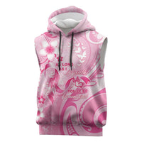 Personalised Memorial Pink Breast Cancer Awareness Sleeveless Hoodie Plumeria Floral Tribal Pattern LT05 Pink - Polynesian Pride
