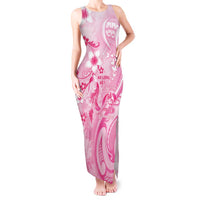 Personalised Memorial Pink Breast Cancer Awareness Tank Maxi Dress Plumeria Floral Tribal Pattern LT05 Women Pink - Polynesian Pride