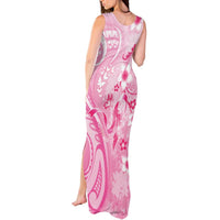 Personalised Memorial Pink Breast Cancer Awareness Tank Maxi Dress Plumeria Floral Tribal Pattern LT05 - Polynesian Pride