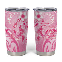 Personalised Memorial Pink Breast Cancer Awareness Tumbler Cup Plumeria Floral Tribal Pattern LT05 Pink - Polynesian Pride